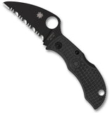 Spyderco ManBug Lock Back Folding Knife Black Serrated VG-10 Steel Blade/Black FRN Handle SKU MBKWSBK
