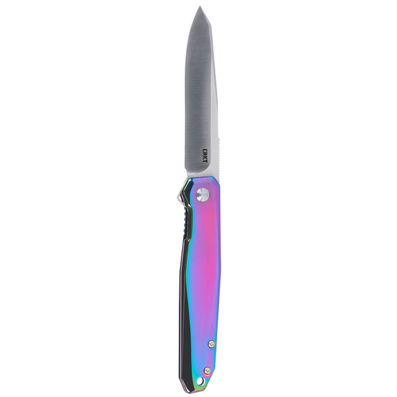 Columbia River Facet Frame Lock Knife 12C27 Satin Blade/Iridescent Stainless-Steel Handle CRKT SKU K230PXP