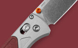 Benchmade Bugout AXIS Lock Knife Stonewash CPM S90V Steel Blade/Gray Aluminum & Redstone Richlite handle SKU 535-09
