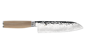 Shun Premier Blonde Santoku 7" Knife Hammered Damas Steel Blade/Blonde Pakkawood Handle SKU TDM0702W
