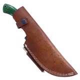 The Bone Edge 10" Tracker Hunting Knife w/Leather Sheath Damascus Blade/Green Bone Handle SKU 14442