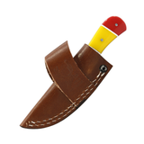 The Bone Edge 6" Handmade Full Tang Hunting Knife w/Leather Sheath Damascus Steel Blade/Red & Yellow Resin Handle SKU 14530