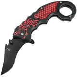 TheBoneEdge Red Dragon Spring Assisted Folding Karambit Knife SKU 13244