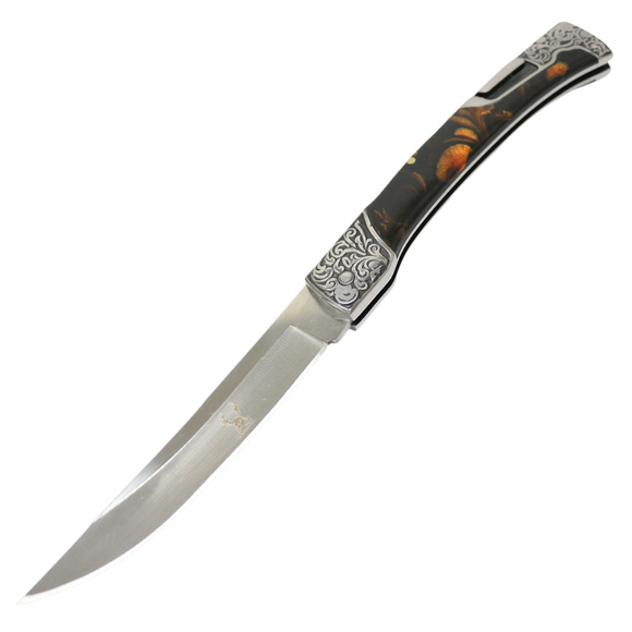 TheBoneEdge Classic Western SS blade Brown Pearl Handle Folding Knife SKU 13365