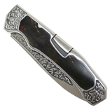 The Bone Edge Classic Western Style Lockback  Folding Knife 3CR13 SS/Brown Pearl Handle SKU 13363