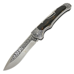The Bone Edge Classic Western Style Lockback  Folding Knife 3CR13 SS/Brown Pearl Handle SKU 13363