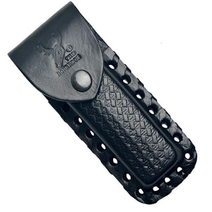 The Bone Edge Black Leather Pocketknife Sheath w/Belt Loop 5" SKU P12