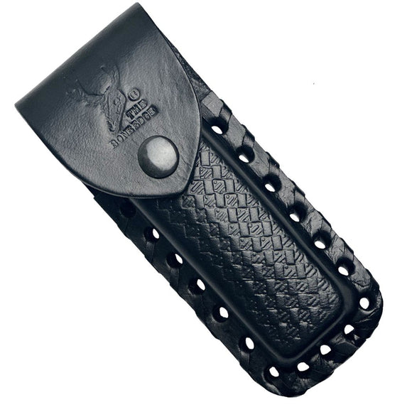 The Bone Edge Black Leather Pocketknife Sheath w/Belt Loop 5
