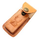 The Bone Edge Camel Brown Leather Pocketknife Sheath w/Belt Loop 5" SKU P15