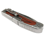 TheBoneEdge Wood Handle Engraved Design Folding Knife 3CR13 Steel SKU 13106