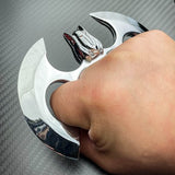 Silver Bat Paperweight Knuckles Throwing Knife SKU BK-819CH