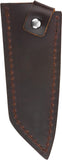 QSP Mulan Series Kritsuke Knife w/Leather Sheath Brass & Copper Damascus Steel Blade/Ironwood Handle SKU QSKK005C