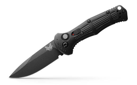 Benchmade Mini Claymore Automatic Knife Cobalt Black CPM-D2 Tool Steel Blade/Black Grivory Handle   SKU 9570BK