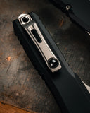 Microtech Ultratech Gen III ZBP Auto OTF Knife T/E Stonewash Bohler M390MK Steel Blade/Black 6061-T6 Alum. Handle SKU 1123-10