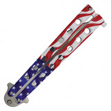 Butterfly Pocketknife 9" Overall USA Flag Design SKU YC9939A