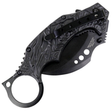 Zomb-War Spring Assist Karambit Style Knife 3CR13 SS/Black & Red Grim Reaper Handle SKU 13494