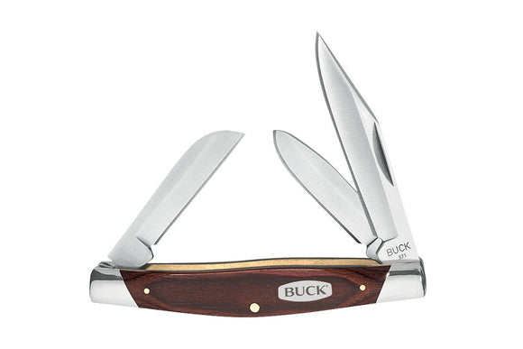Buck 371 Stockman Knife 420J2 SS Blade/Wood Handle SKU 0371BRS-B