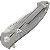Defcon Titanium Framelock Stainless Clip Point Blade Knife with Grooved Titanium Handle SKU TD1001