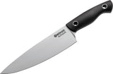 Boker Saga Chef's Knife Satin Blade, Black G10 Handles SKU 131267