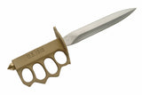 1918 WWI Knuckle Duster Trench Knife w/Leather Sheath Stainless-Steel Blade/Brass Finish Handle SKU 210704-BS