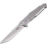 Ruike Beta Plus Frame Lock Knife 14C28N Stainless-Steel Blade/Stonewash 3Cr14N SS Handle SKU RKEP108SF