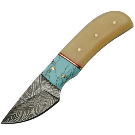 Damascus Turquoise Fixed Blade Skinner Knife comes with Sheath SKU DM-1146TR