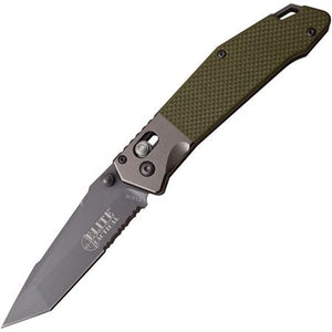 Elite Tactical Rapid Lock Knife Half Serrated Tanto Point SKU ET-1027GN