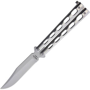Bear & Son SS14 Butterfly Stainless Steel Bead Blast Finish Blade Knife with Mirror Finish Stainless Handle SKU BCSS14