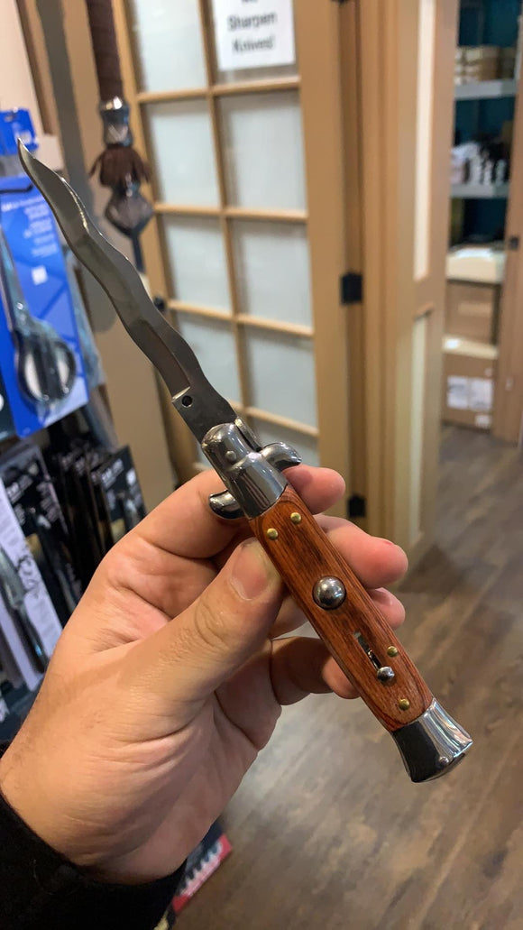 Milano Automatic Kriss Blade Knife Wood Handle SKU AFK2409SWD