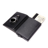 Carbon Fiber Texture RFID Credit Card Wallet with Built-in Case Holder for Air Tag