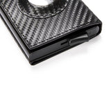 Carbon Fiber Texture RFID Credit Card Wallet with Built-in Case Holder for Air Tag