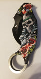 Skull With Roses Automatic Karambit Knife SKU 201RSK