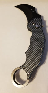 Carbon Fiber Look Handle Automatic Karambit Knife SKU 201CF