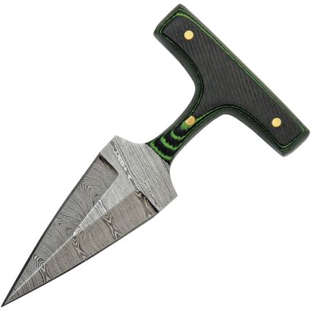 Damascus Push Dagger Green Micarta SKU DM-1317GN