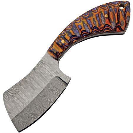 Damascus Sunrise Small Cleaver comes with Sheath SKU DM-1341