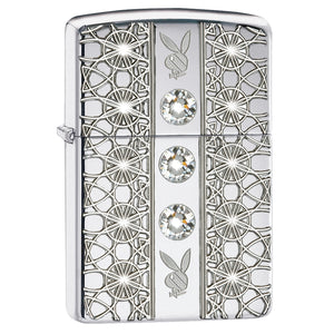 Zippo® Playboy High Polish Chrome Armor Swarovski Crystal SKU 853662