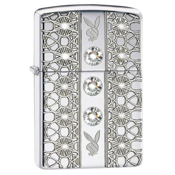 Zippo® Playboy High Polish Chrome Armor Swarovski Crystal SKU 853662