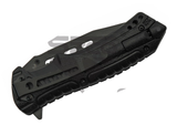 SZCO Black Streak Folding Knife w/Firestarter & Whistle Black Stainless-Steel Blade/Black ABS Handle SKU: 300524