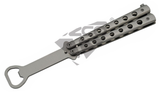 Butterfly Style Bottle Opener 8.5" Overall Stainless-Steel Bottle Opener/Silver Titanium Finished Handle SKU: 211522-SL