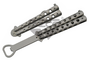 Butterfly Style Bottle Opener 8.5" Overall Stainless-Steel Bottle Opener/Silver Titanium Finished Handle SKU: 211522-SL