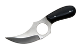 Short Full Tang Skinner Knife w/Leather Sheath 5.75" Overall Stainless-Steel Blade/Black ABS Handle SKU: 202989-BK