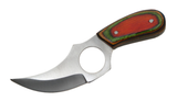 Short Full Tang Skinner Knife w/Leather Sheath Stainless-Steel Blade/Multi Color Wood Handle SKU: 202989-MC