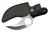 Short Full Tang Skinner Knife w/Leather Sheath 5.75" Overall Stainless-Steel Blade/Black ABS Handle SKU: 202989-BK