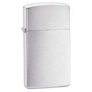 Zippo Plain Brushed Chrome-Slim 1600 SKU 850025