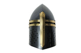 Black Crusader Helmet Carbon Steel w/Brass Cross SKU 910974-BK