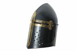Black Crusader Helmet Carbon Steel w/Brass Cross SKU 910974-BK