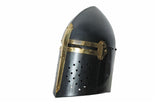 Black Crusader Helmet Carbon Steel w/Brass Cross SKU 910974-BK