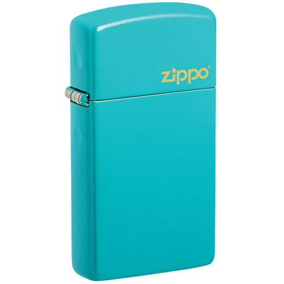 Zippo Slim Flat Turquoise W/ Zippo Logo SKU 855523