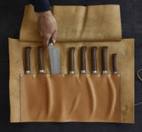 Brown Leather 8 pieces Knife Roll