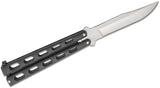 Bear & Son Butterfly Knife High Carbon Stainless Steel Blade/Black Epoxy Powder Coated Steel Handle SKU BC114B